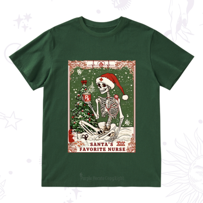 Purplehecate Christmas Santa's Favorite Nurse Tarot T-Shirt