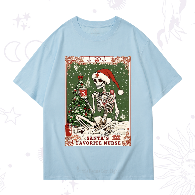 Purplehecate Christmas Santa's Favorite Nurse Tarot T-Shirt