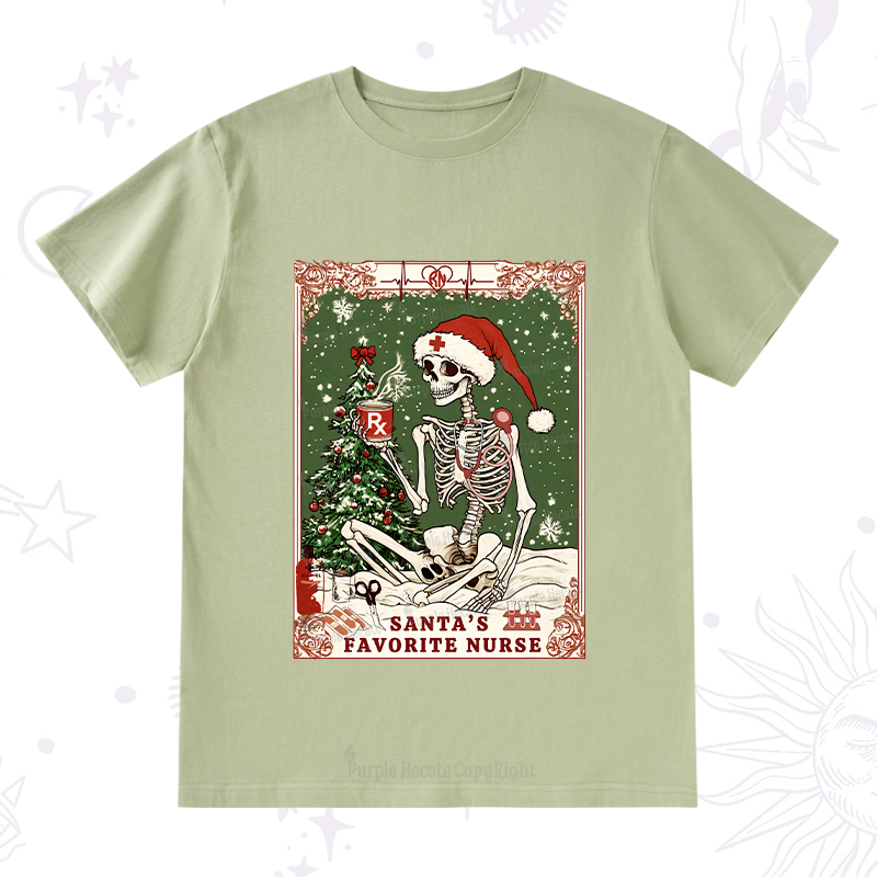Purplehecate Christmas Santa's Favorite Nurse Tarot T-Shirt