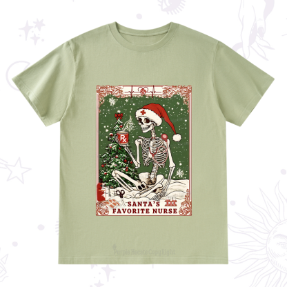 Purplehecate Christmas Santa's Favorite Nurse Tarot T-Shirt