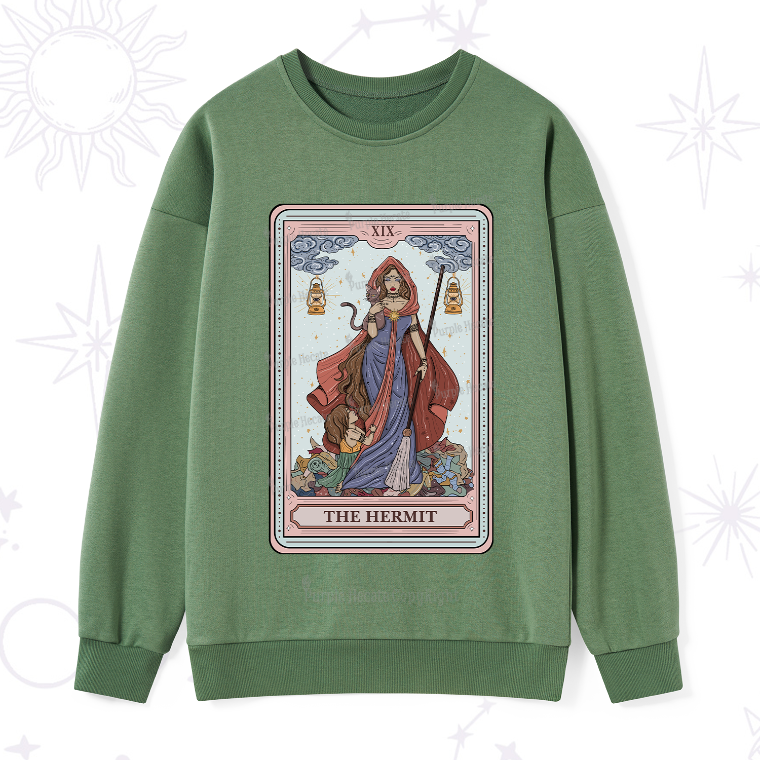 Purplehecate The Hermit Tarot Card Sweatshirt