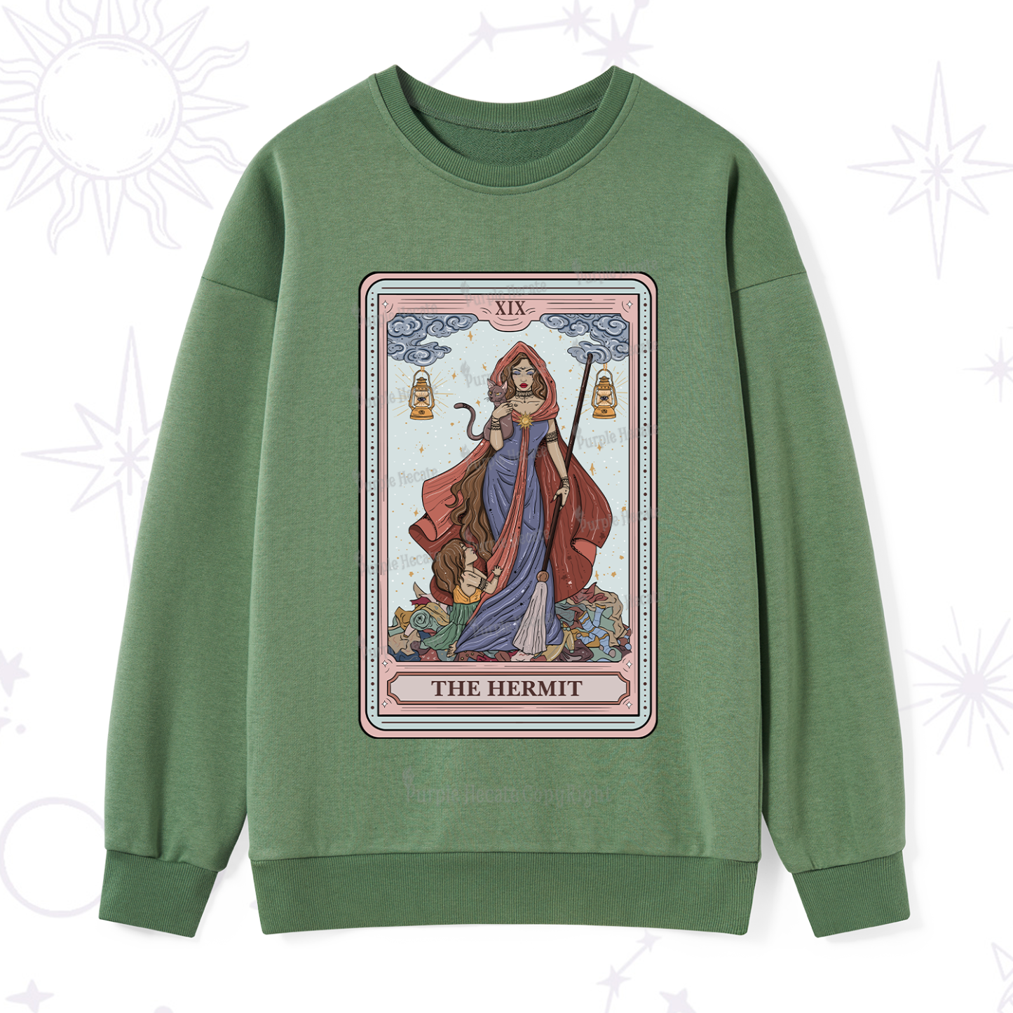 Purplehecate The Hermit Tarot Card Sweatshirt