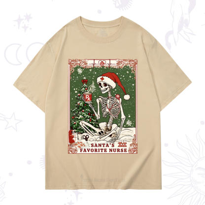 Purplehecate Christmas Santa's Favorite Nurse Tarot T-Shirt