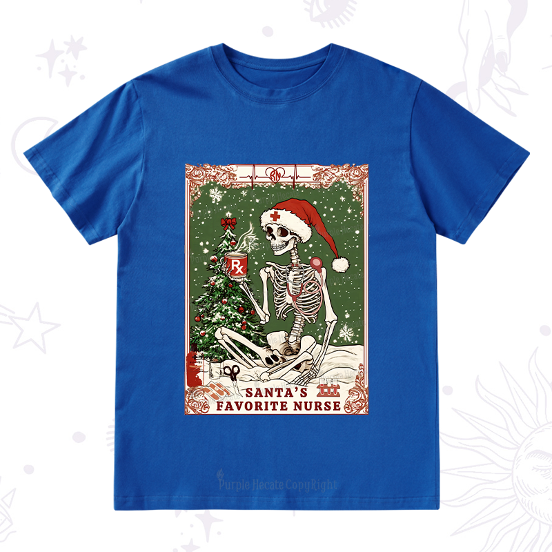 Purplehecate Christmas Santa's Favorite Nurse Tarot T-Shirt