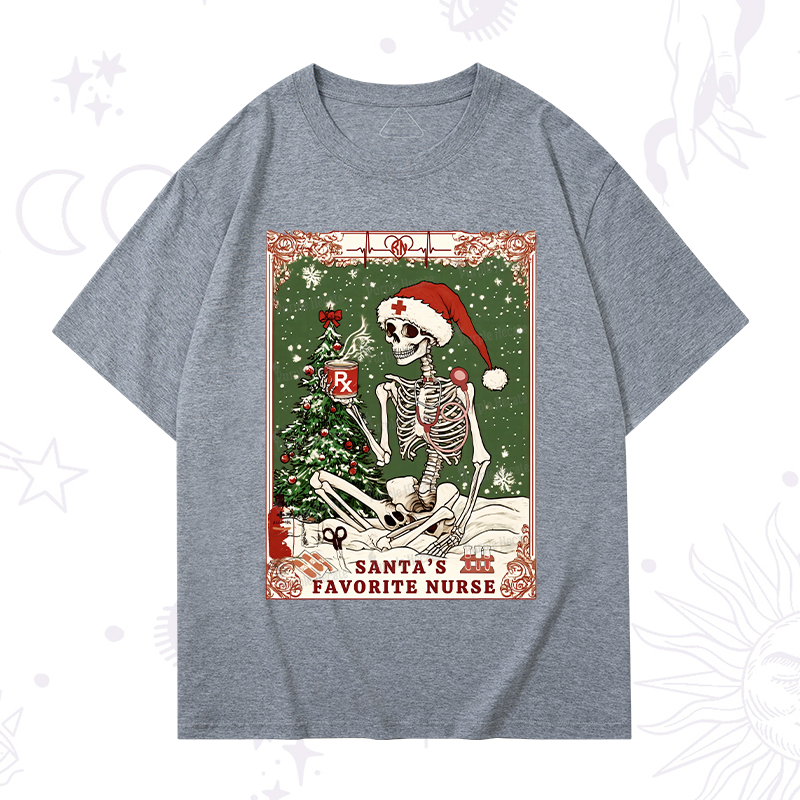 Purplehecate Christmas Santa's Favorite Nurse Tarot T-Shirt