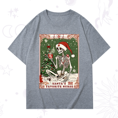 Purplehecate Christmas Santa's Favorite Nurse Tarot T-Shirt