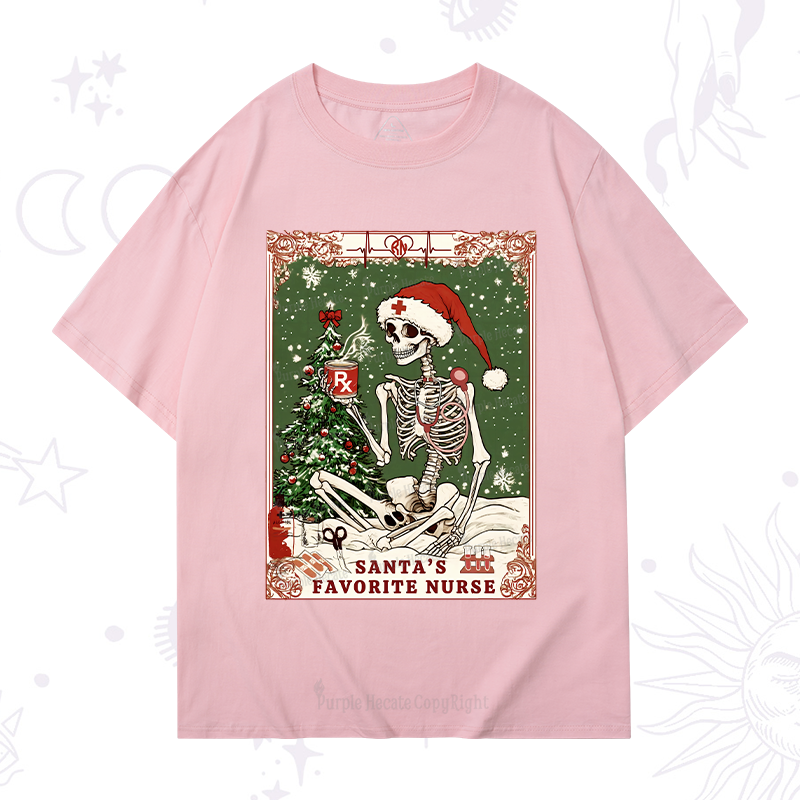 Purplehecate Christmas Santa's Favorite Nurse Tarot T-Shirt
