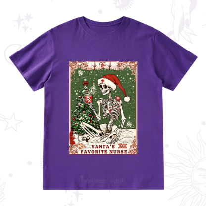 Purplehecate Christmas Santa's Favorite Nurse Tarot T-Shirt