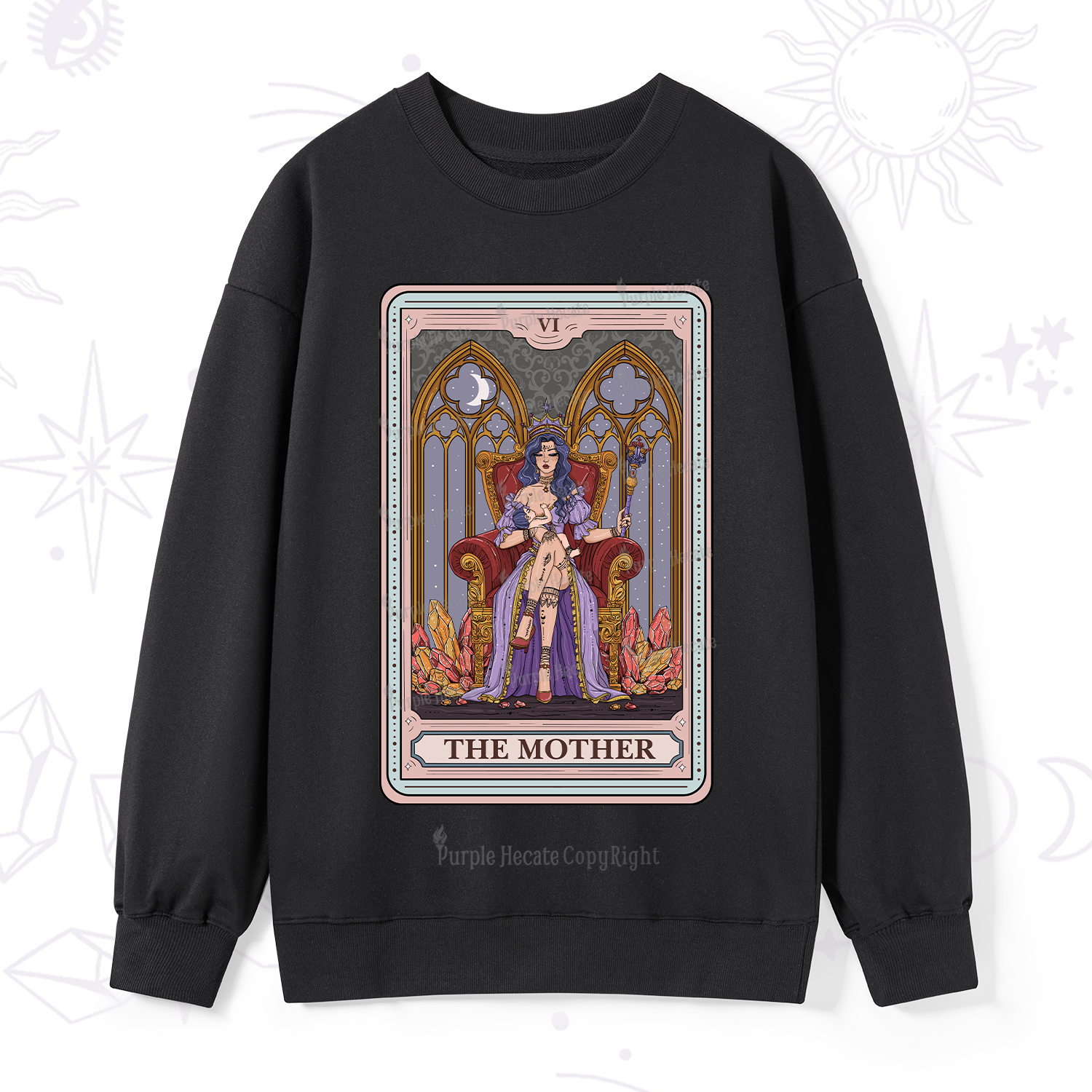 Purplehecate The Mother Tarot Card Sweatshirt