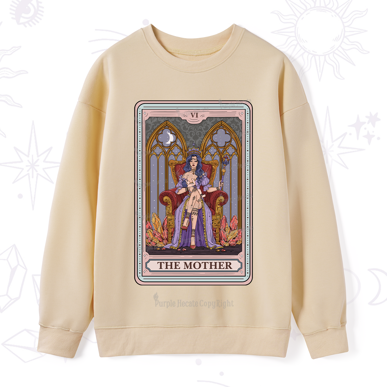 Purplehecate The Mother Tarot Card Sweatshirt