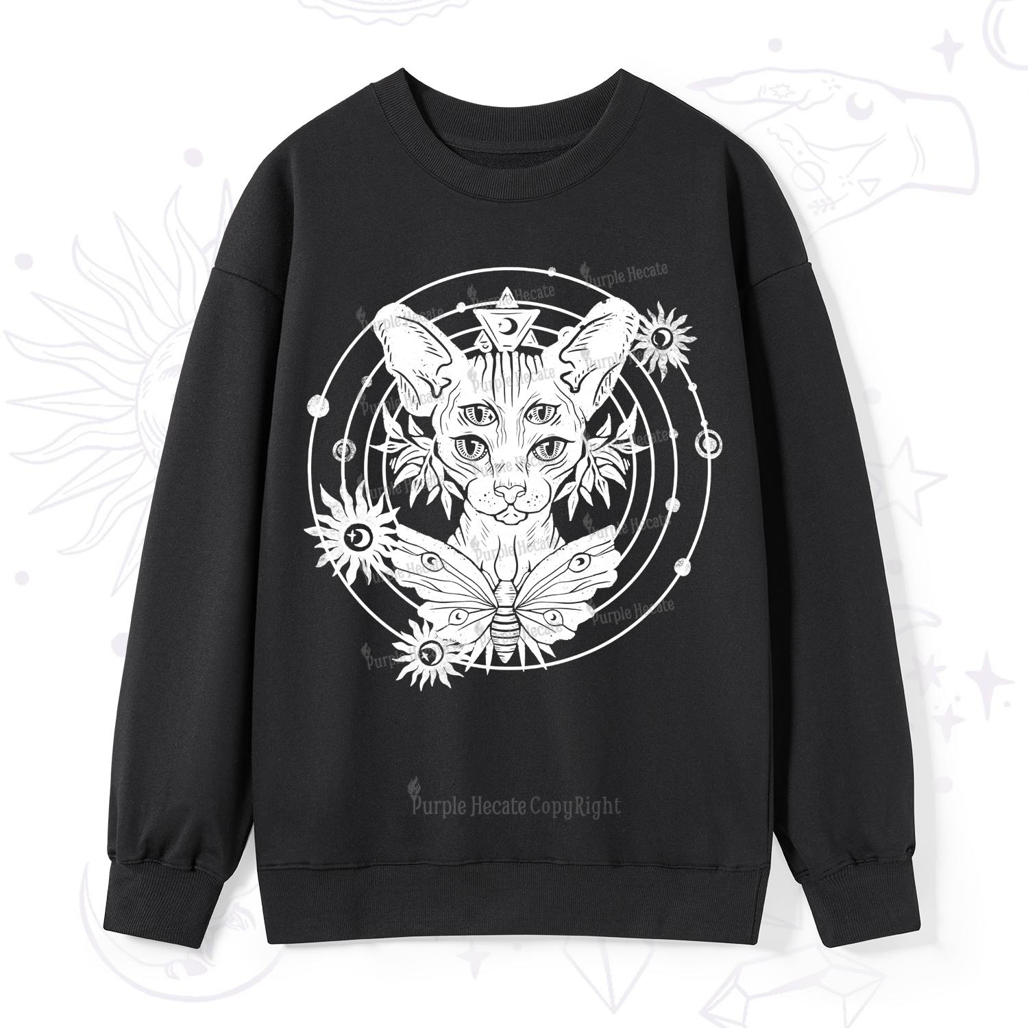 Purplehecate Mystic Sphynx Cat Lover Sweatshirt