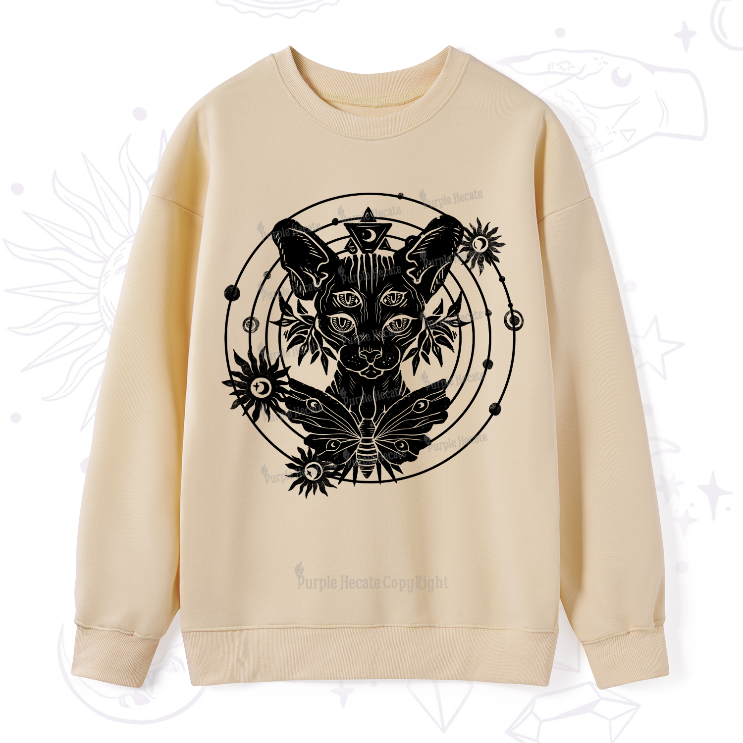 Purplehecate Mystic Sphynx Cat Lover Sweatshirt