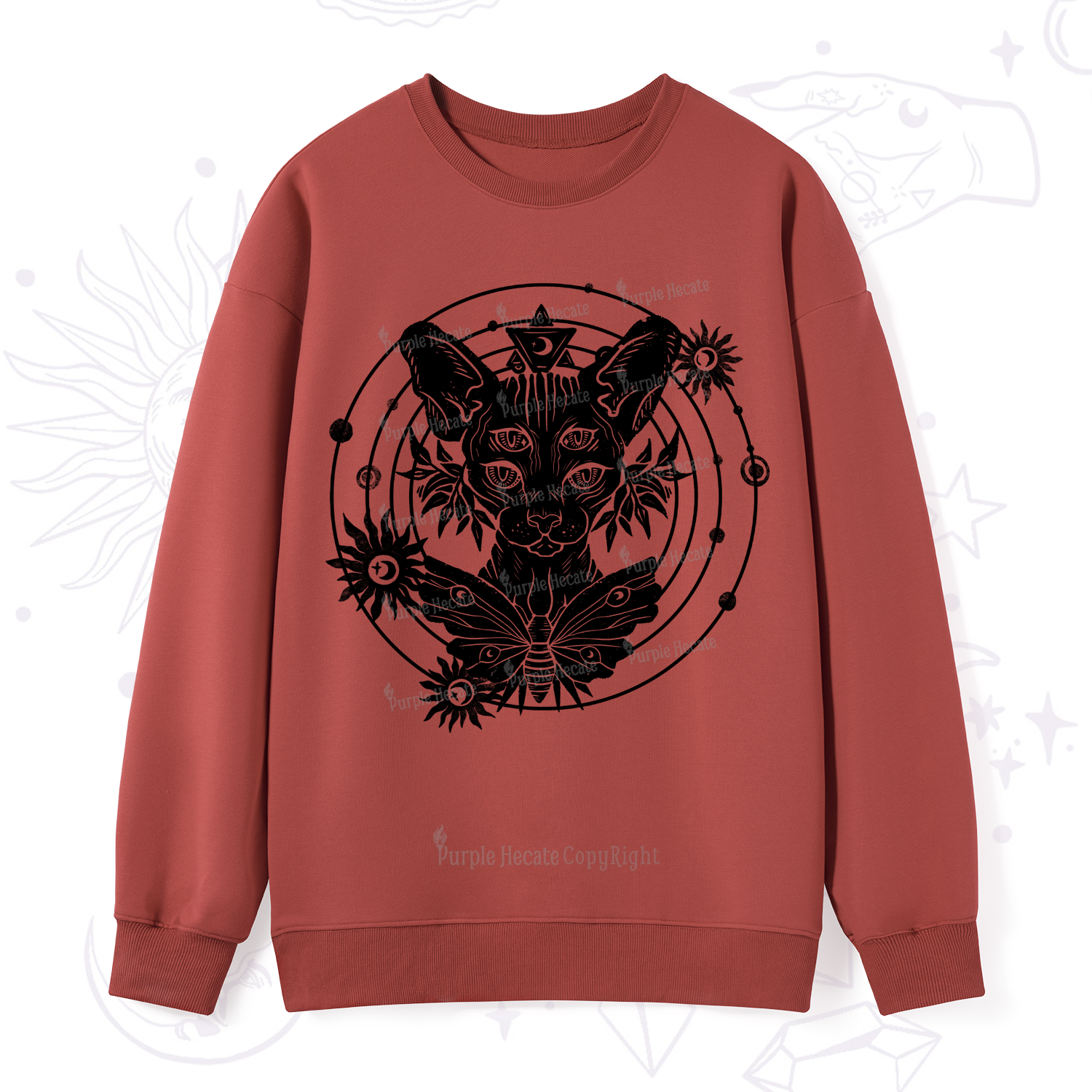 Purplehecate Mystic Sphynx Cat Lover Sweatshirt