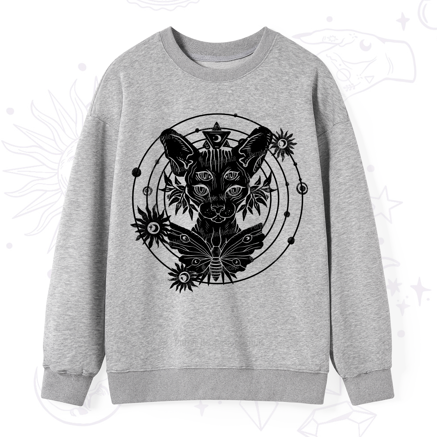 Purplehecate Mystic Sphynx Cat Lover Sweatshirt