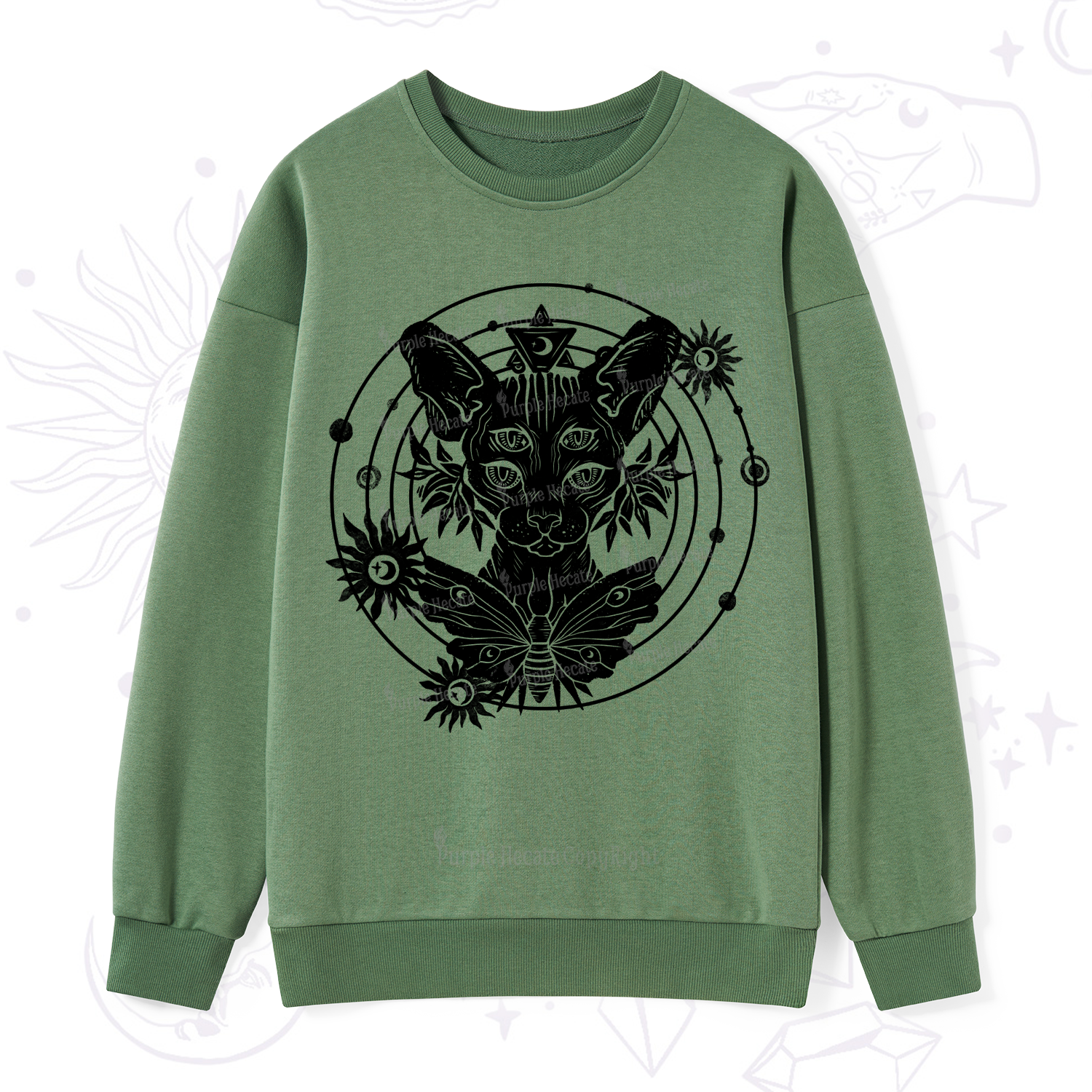 Purplehecate Mystic Sphynx Cat Lover Sweatshirt