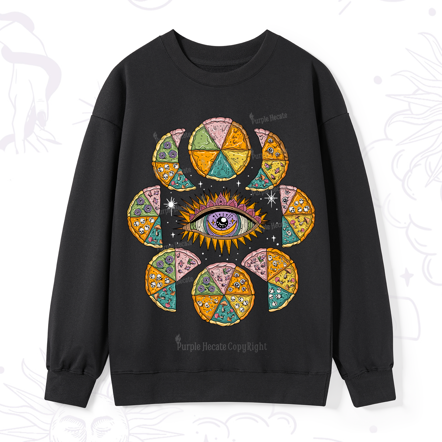 Purplehecate Moon Phase Pizza Sweatshirt