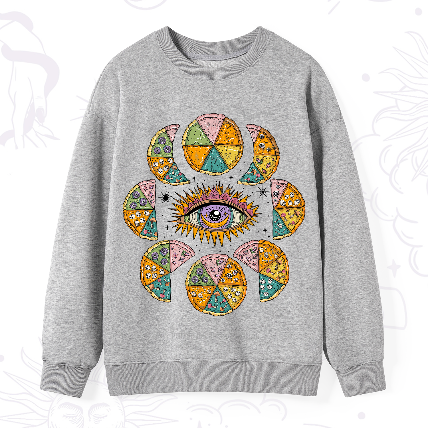Purplehecate Moon Phase Pizza Sweatshirt