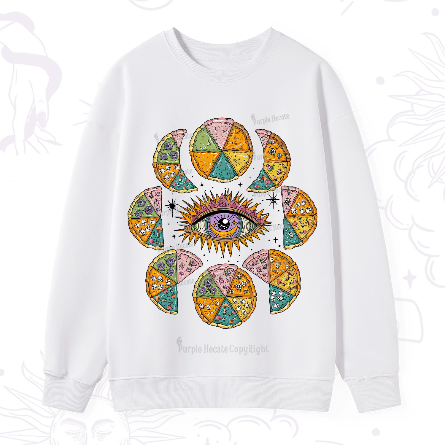 Purplehecate Moon Phase Pizza Sweatshirt