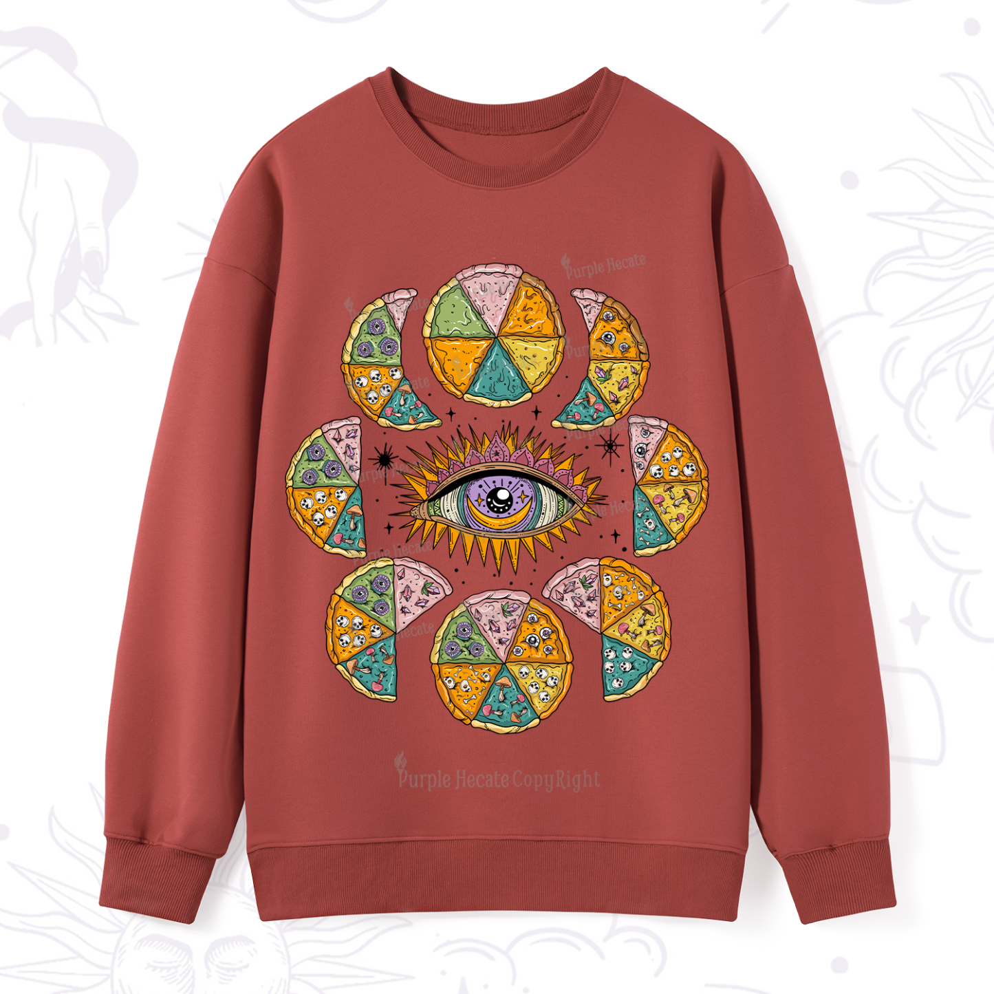 Purplehecate Moon Phase Pizza Sweatshirt