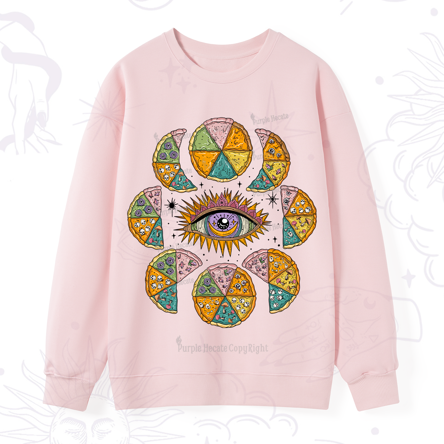 Purplehecate Moon Phase Pizza Sweatshirt