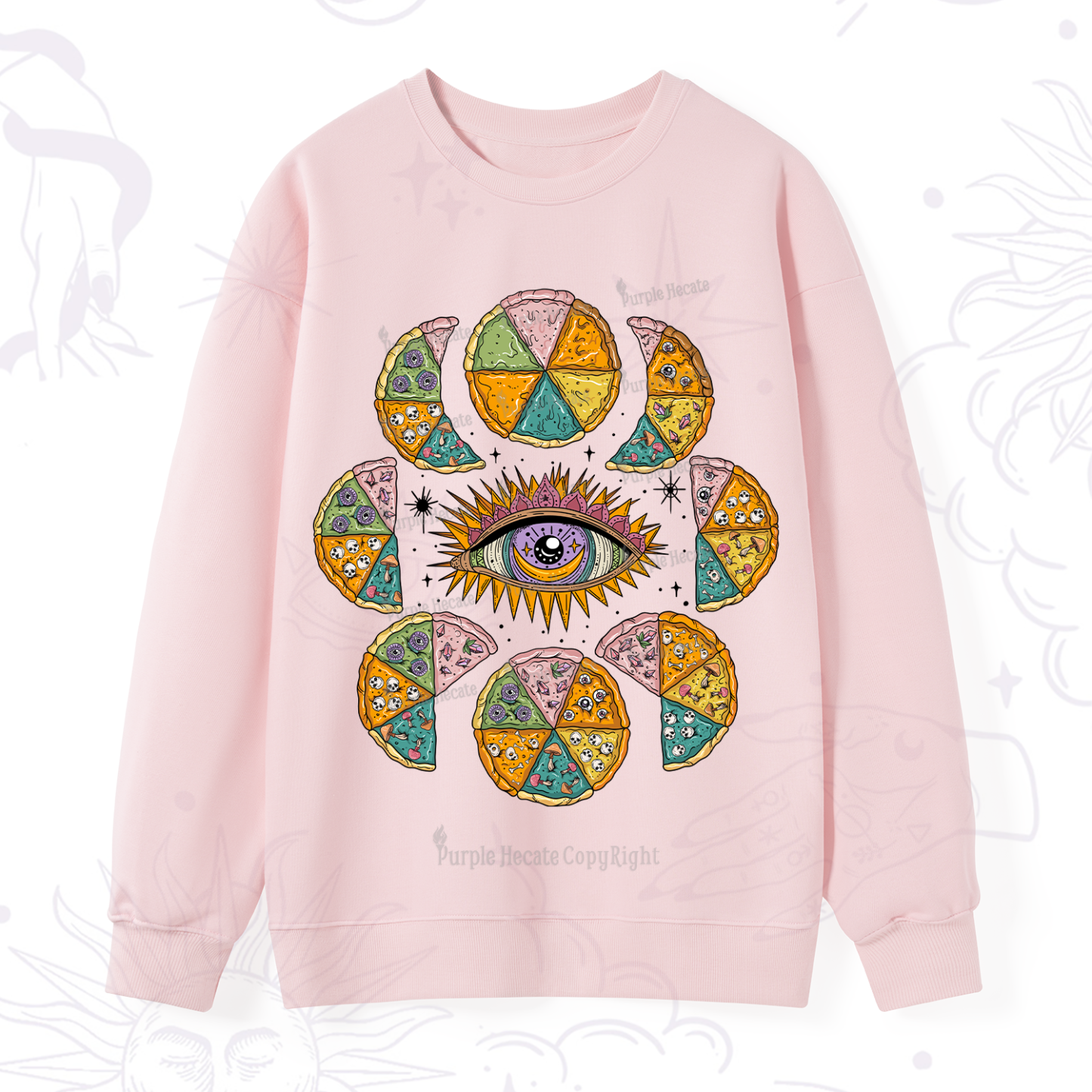 Purplehecate Moon Phase Pizza Sweatshirt