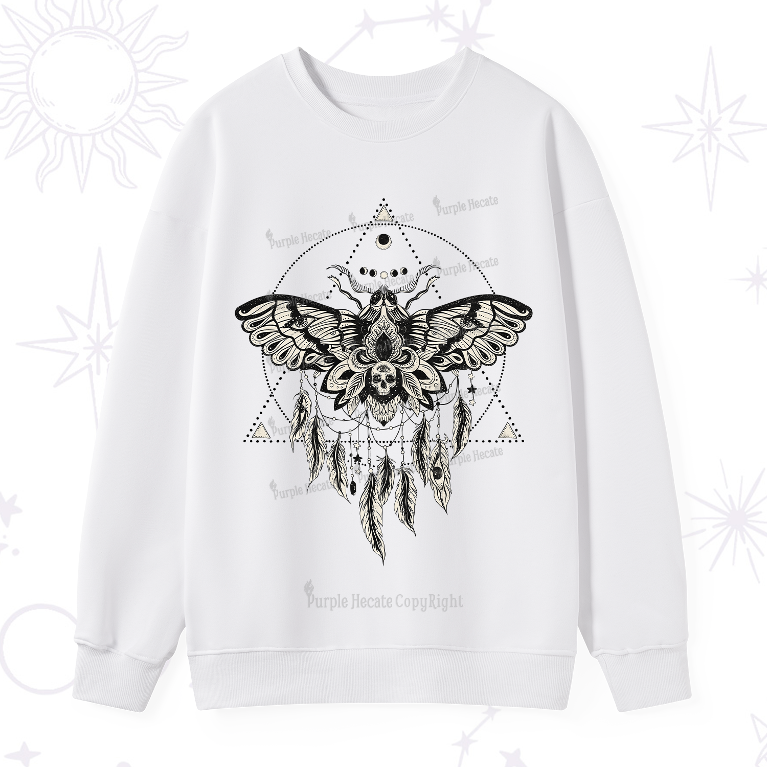 Purplehecate Mystical Luna Moth Sweatshirt
