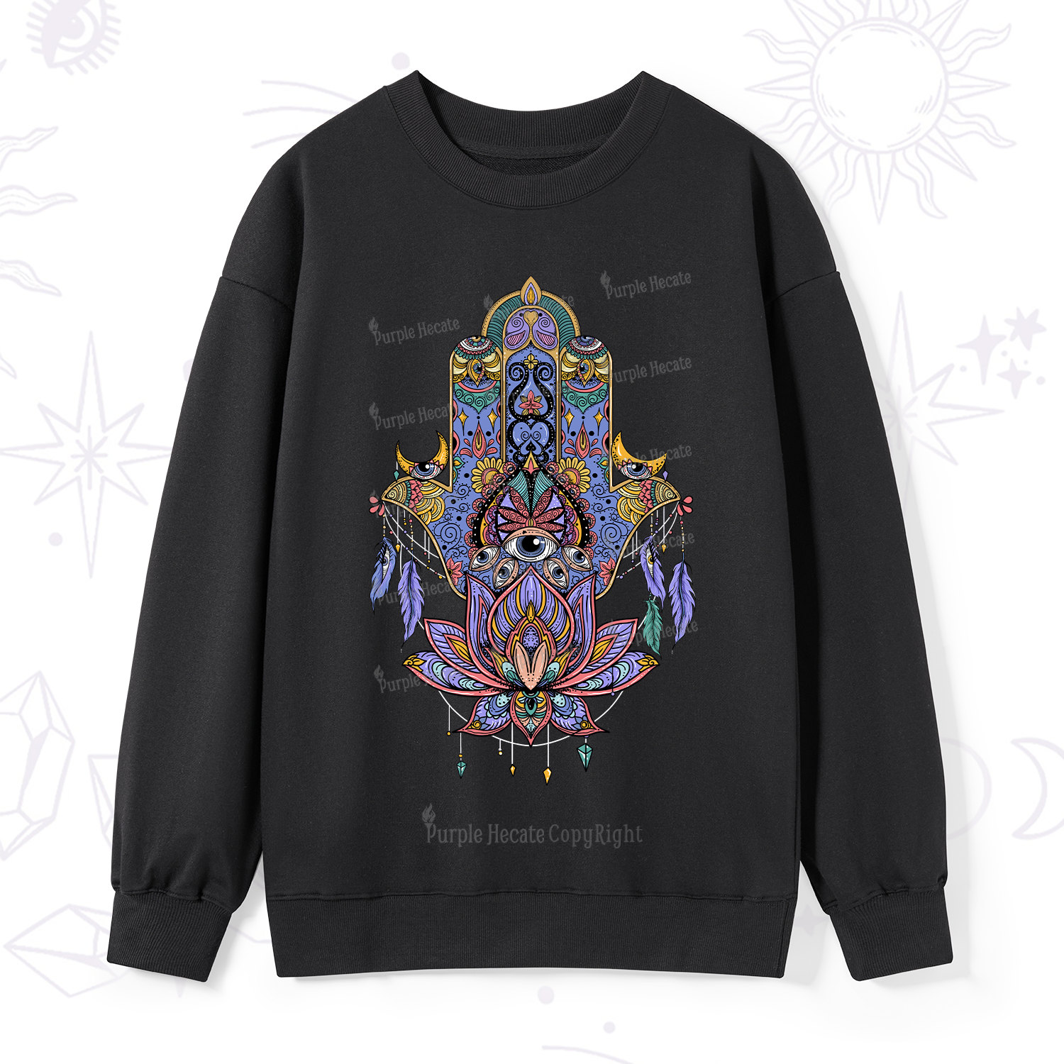 Purplehecate Hamsa Evil Eye Sweatshirt
