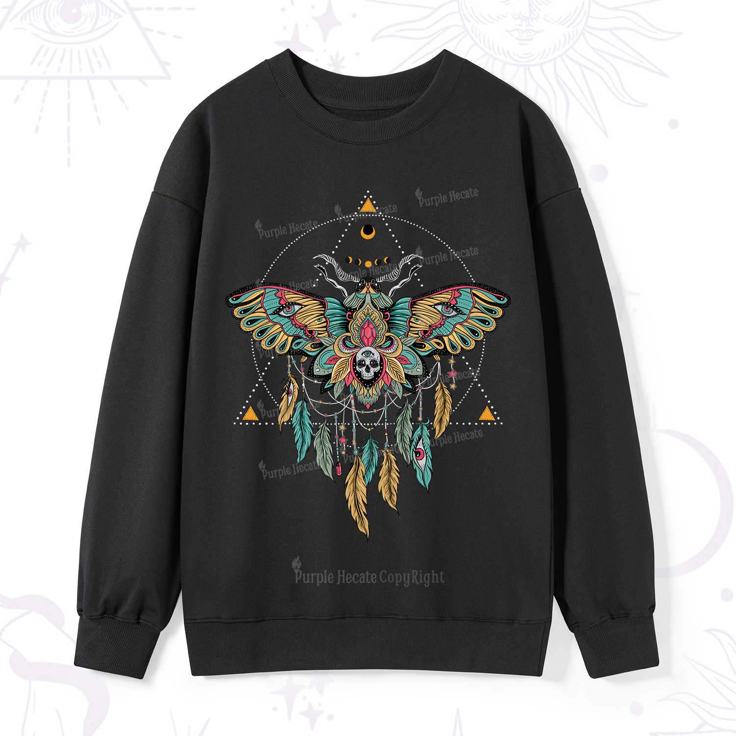 Purplehecate Dreamcatcher Moth Wings Sweatshirt