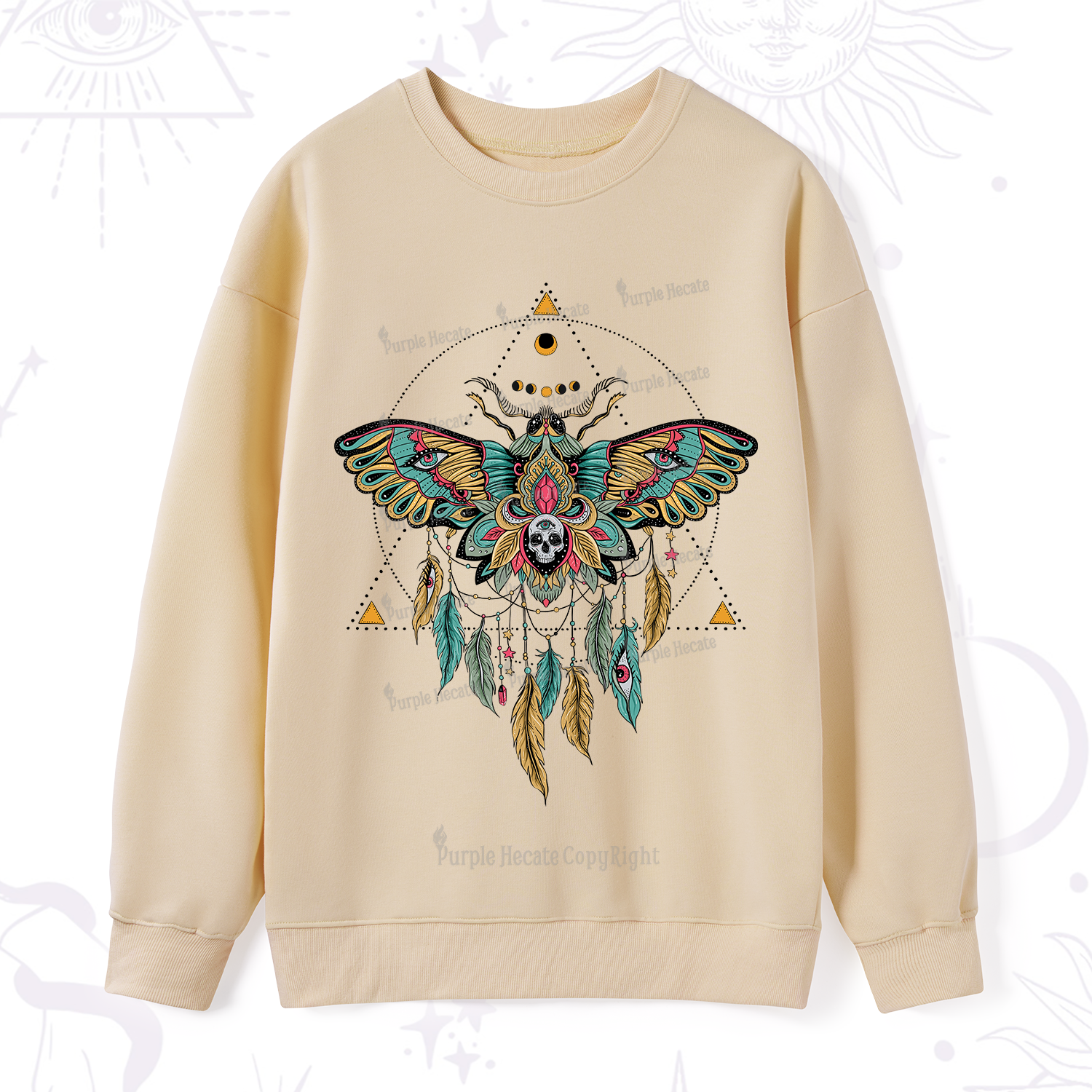 Purplehecate Dreamcatcher Moth Wings Sweatshirt