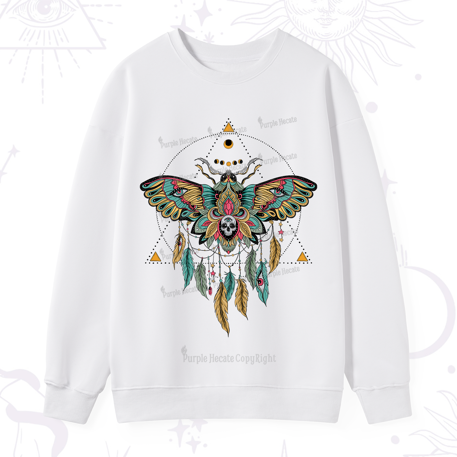 Purplehecate Dreamcatcher Moth Wings Sweatshirt
