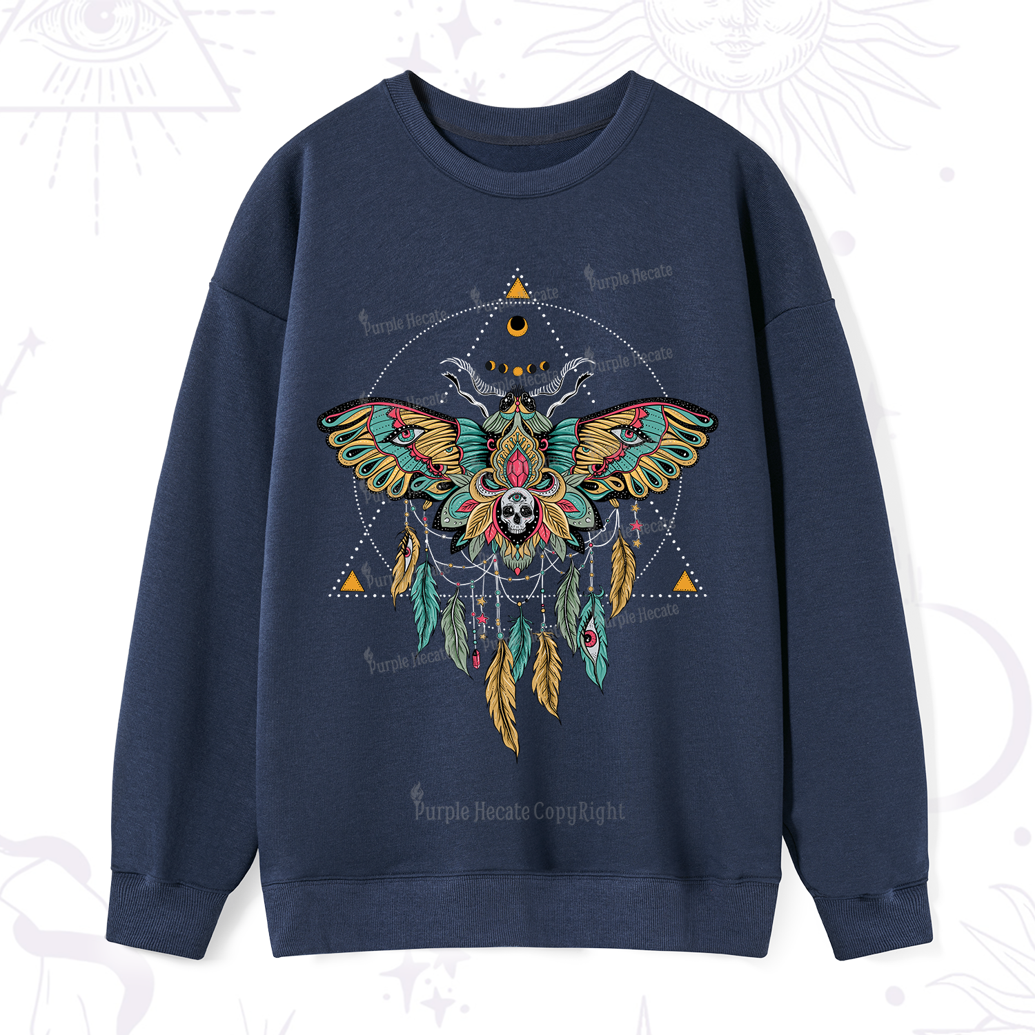 Purplehecate Dreamcatcher Moth Wings Sweatshirt