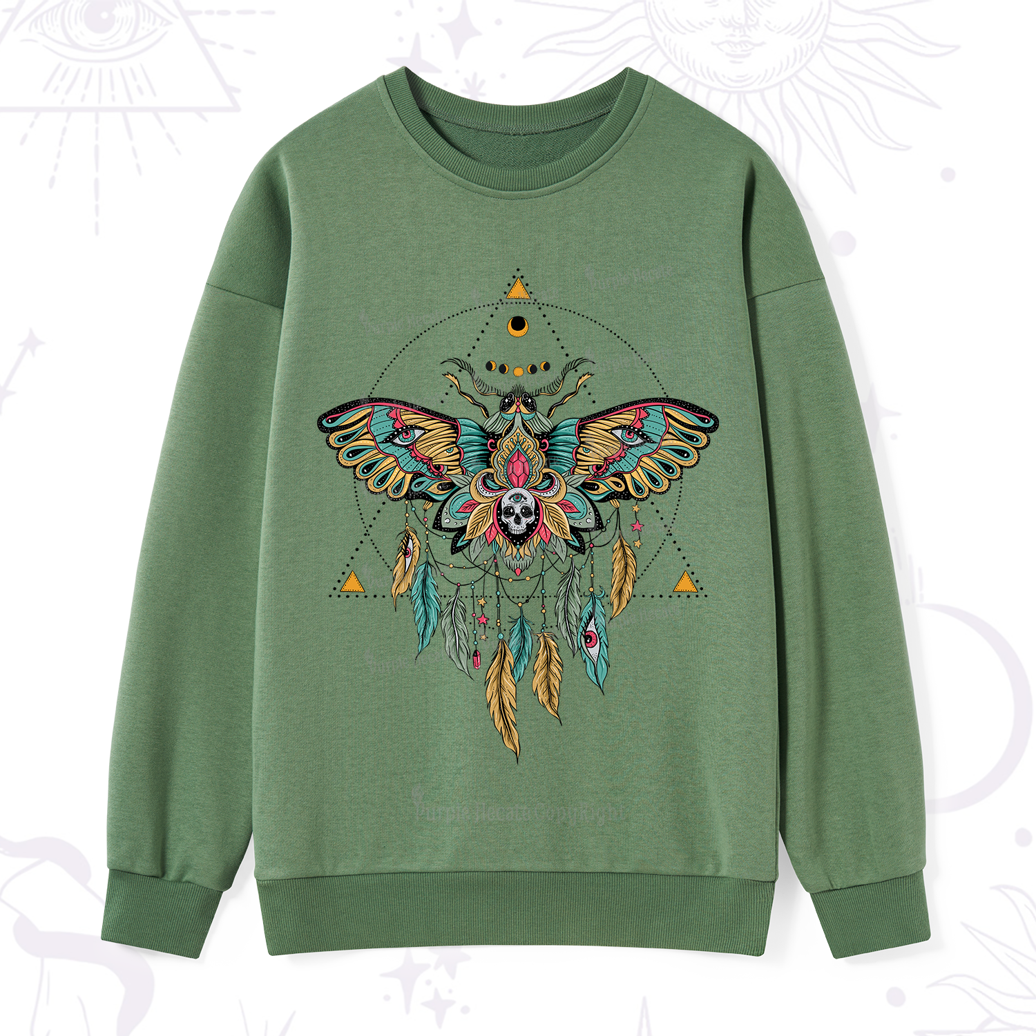 Purplehecate Dreamcatcher Moth Wings Sweatshirt
