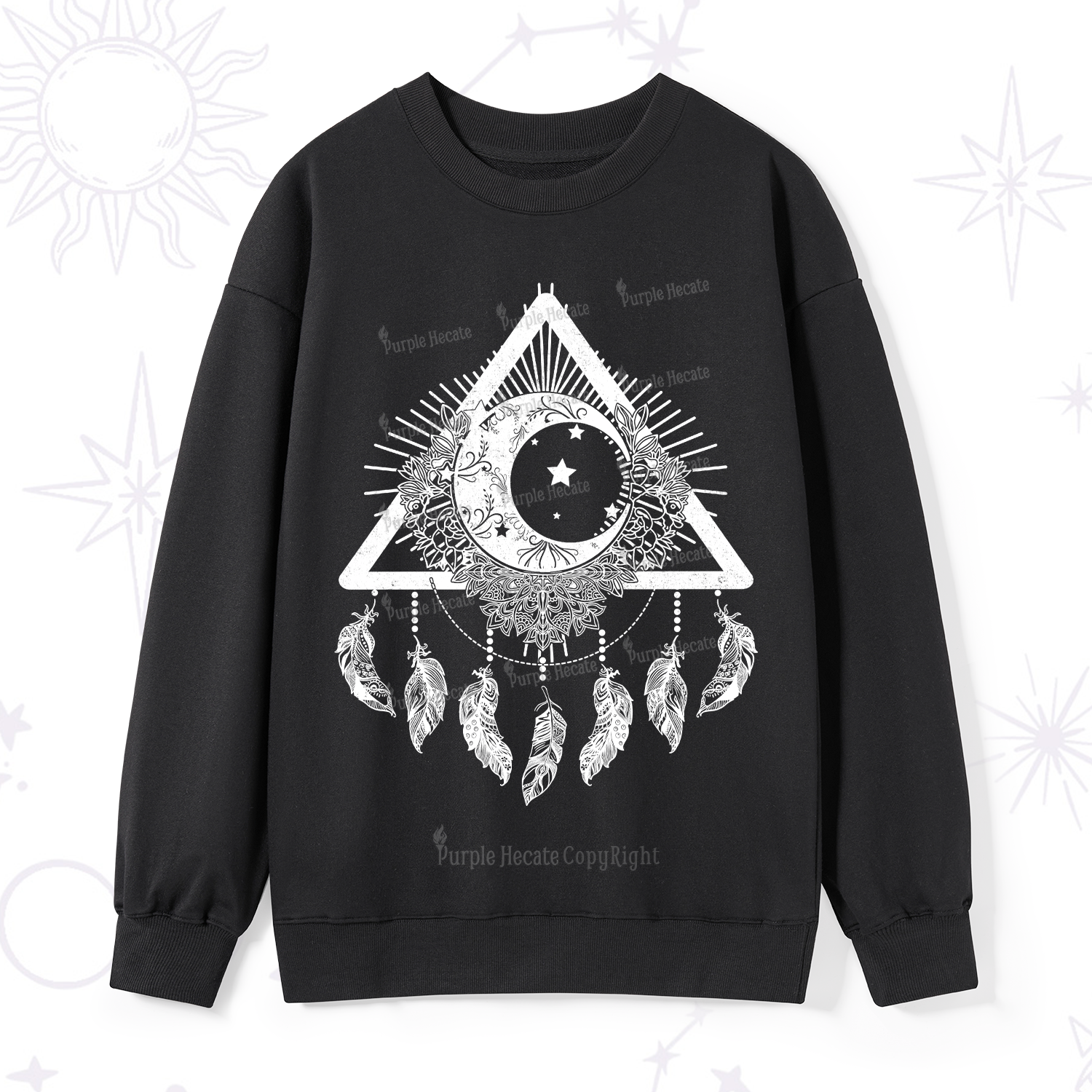 Purplehecate Starry Moon Dreamcatcher Sweatshirt