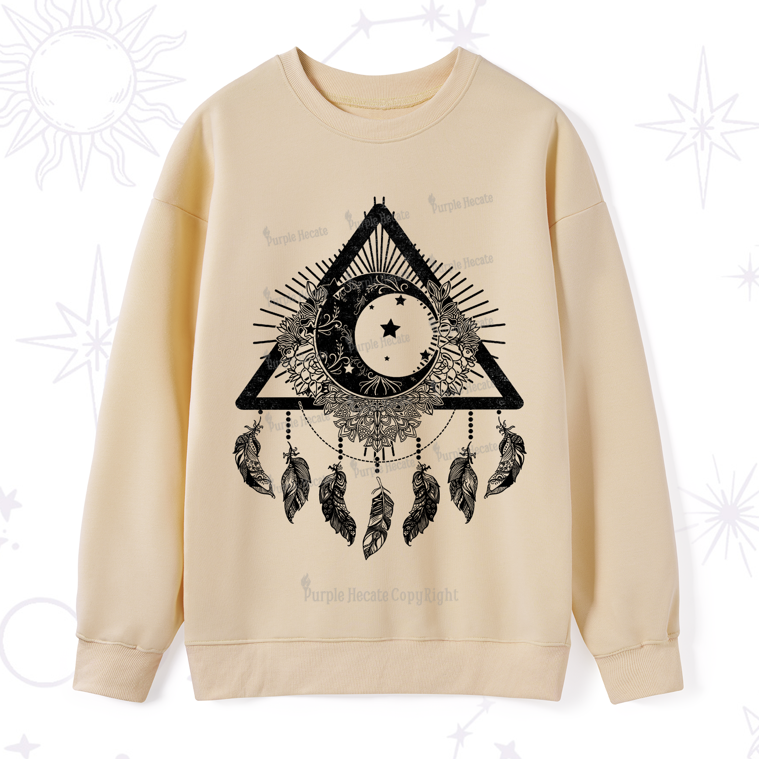 Purplehecate Starry Moon Dreamcatcher Sweatshirt