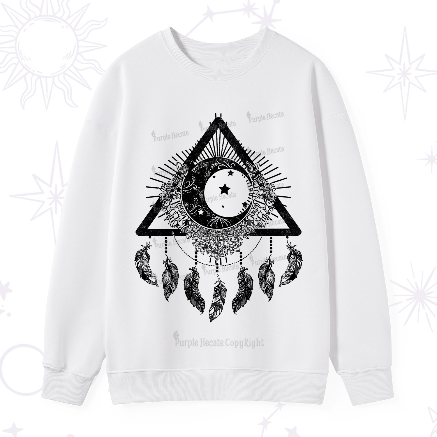 Purplehecate Starry Moon Dreamcatcher Sweatshirt