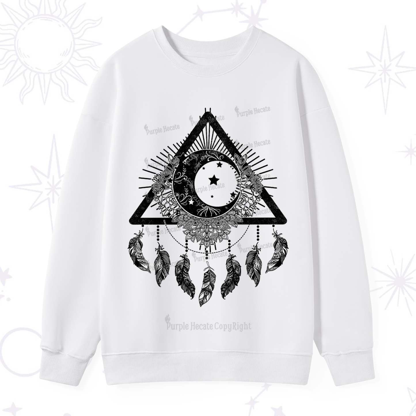 Purplehecate Starry Moon Dreamcatcher Sweatshirt