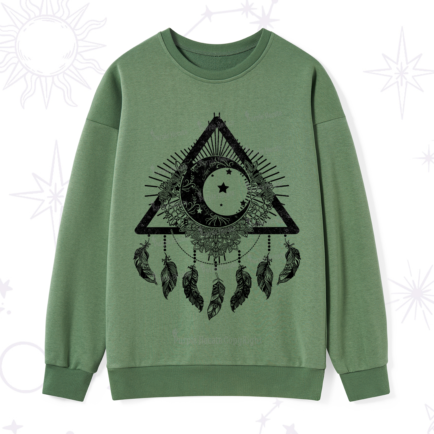 Purplehecate Starry Moon Dreamcatcher Sweatshirt