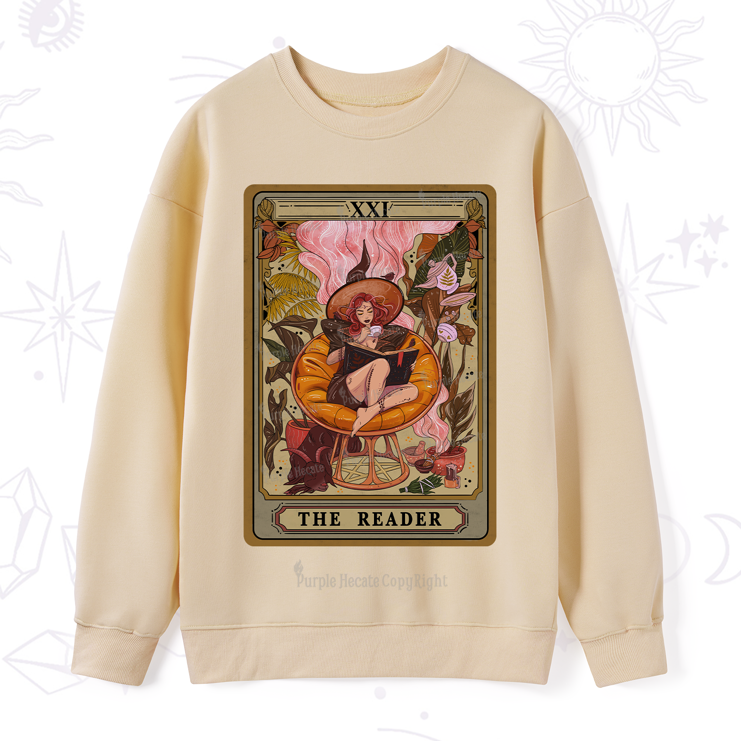 Purplehecate The Reader Tarot Card Sweatshirt