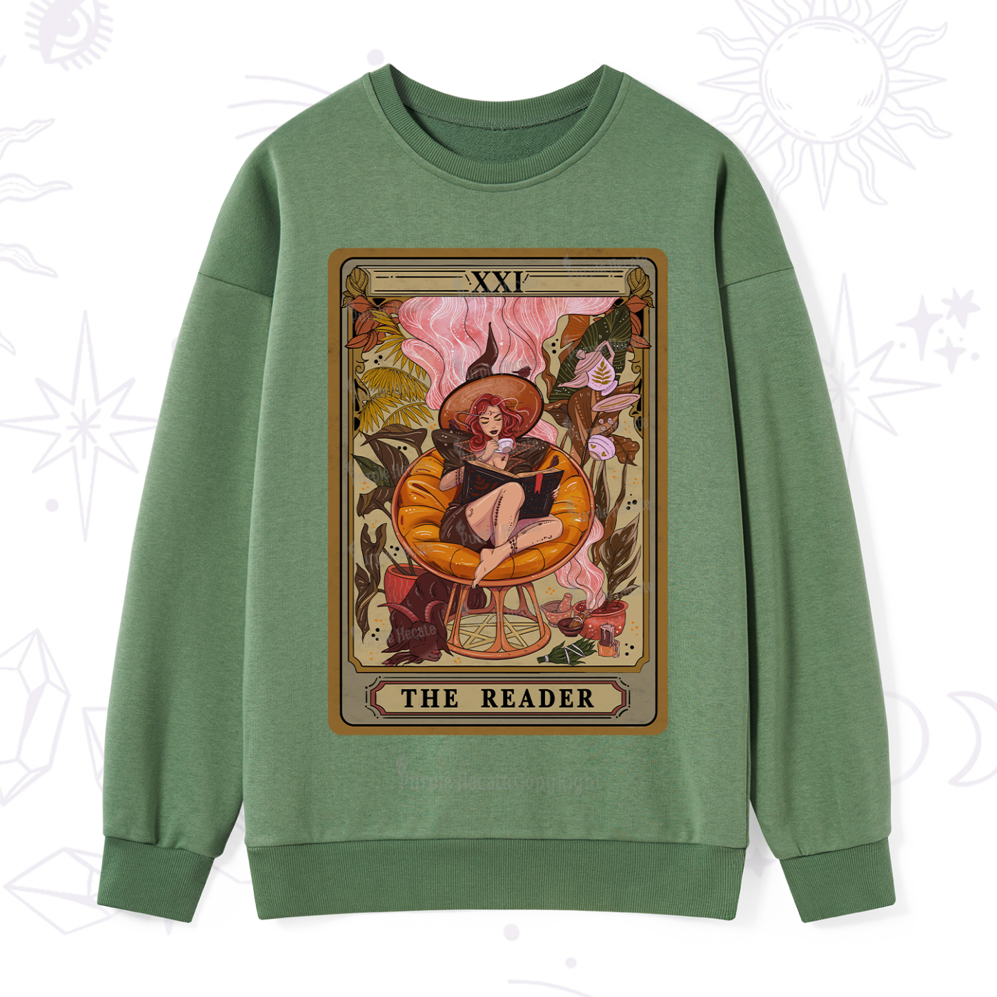 Purplehecate The Reader Tarot Card Sweatshirt