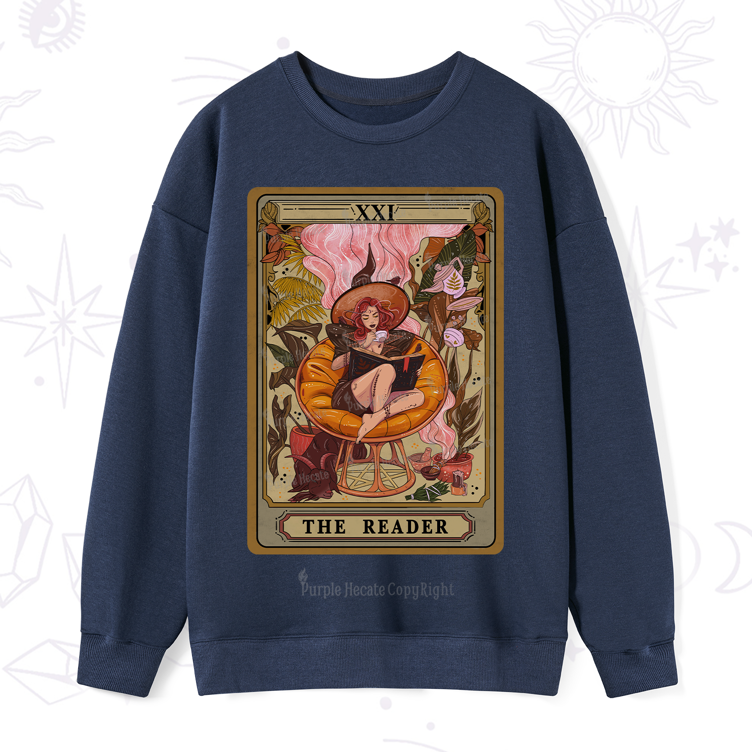Purplehecate The Reader Tarot Card Sweatshirt