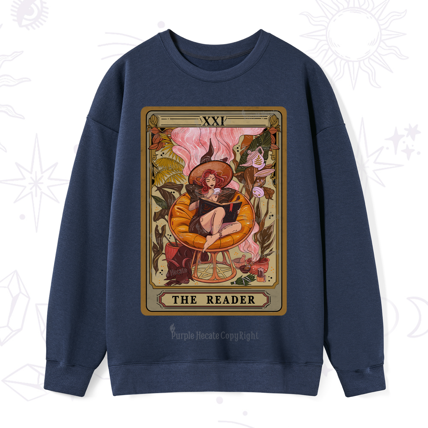 Purplehecate The Reader Tarot Card Sweatshirt