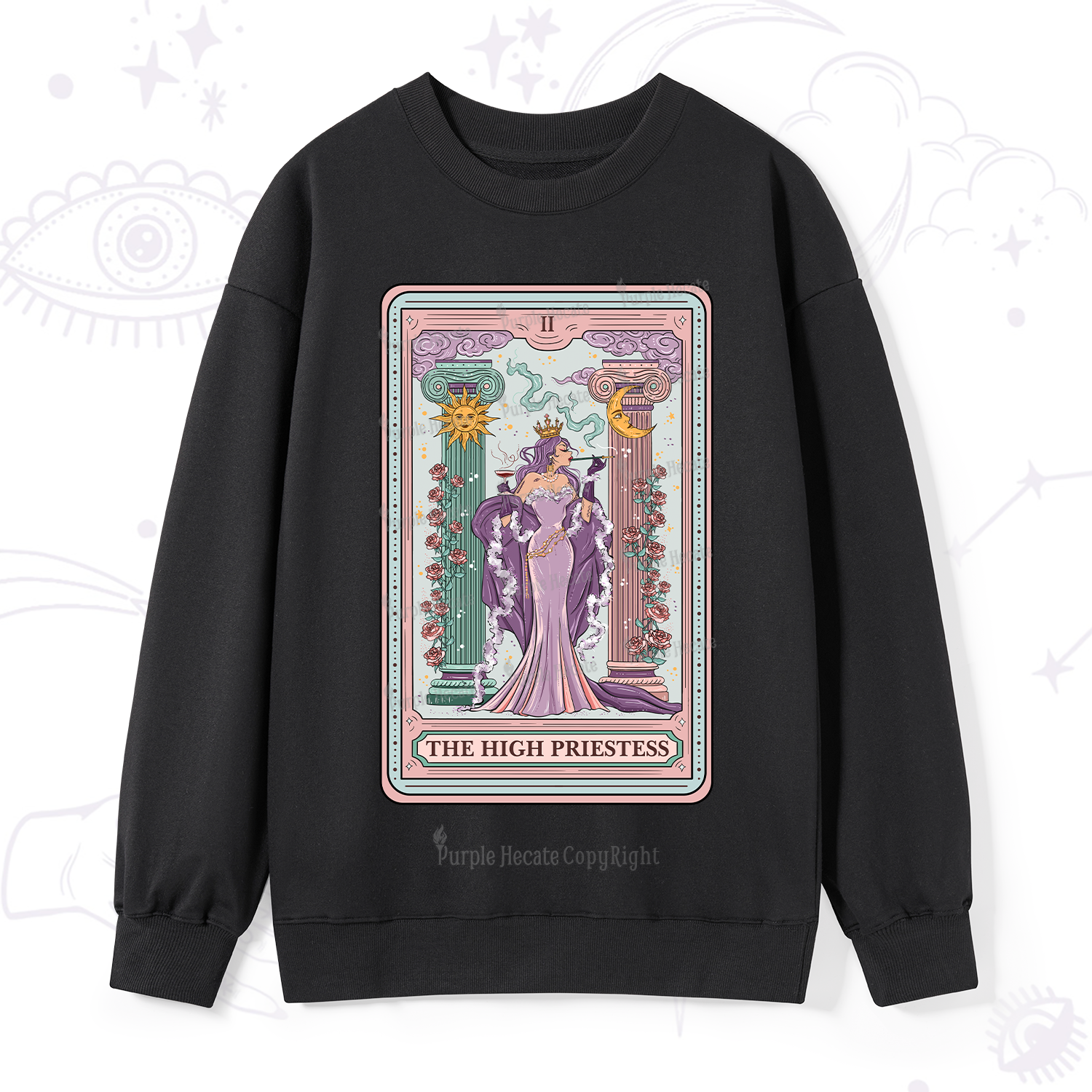 Purplehecate The High Priestess Tarot Card Sweatshirt