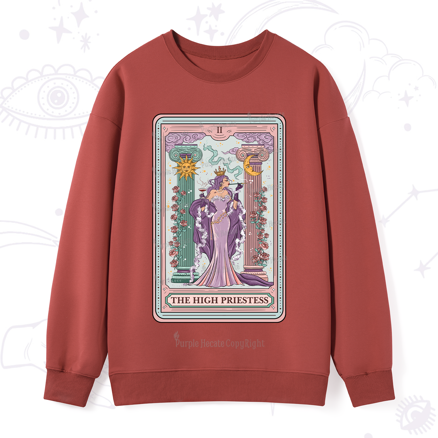 Purplehecate The High Priestess Tarot Card Sweatshirt