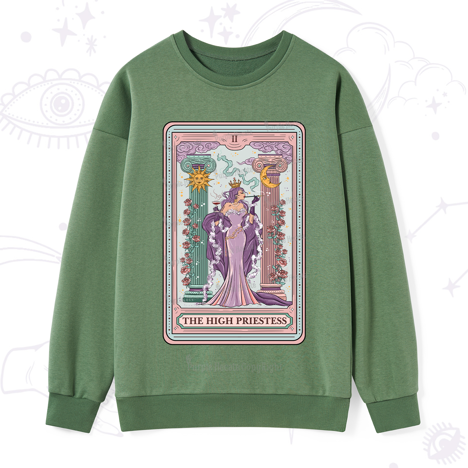 Purplehecate The High Priestess Tarot Card Sweatshirt