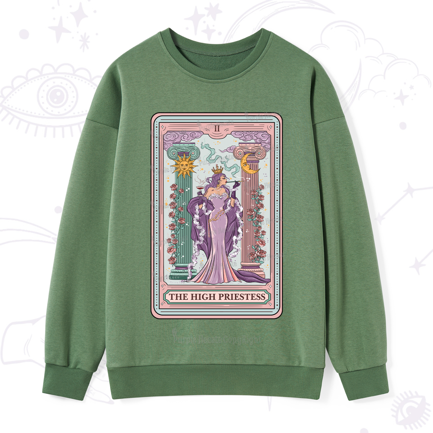Purplehecate The High Priestess Tarot Card Sweatshirt
