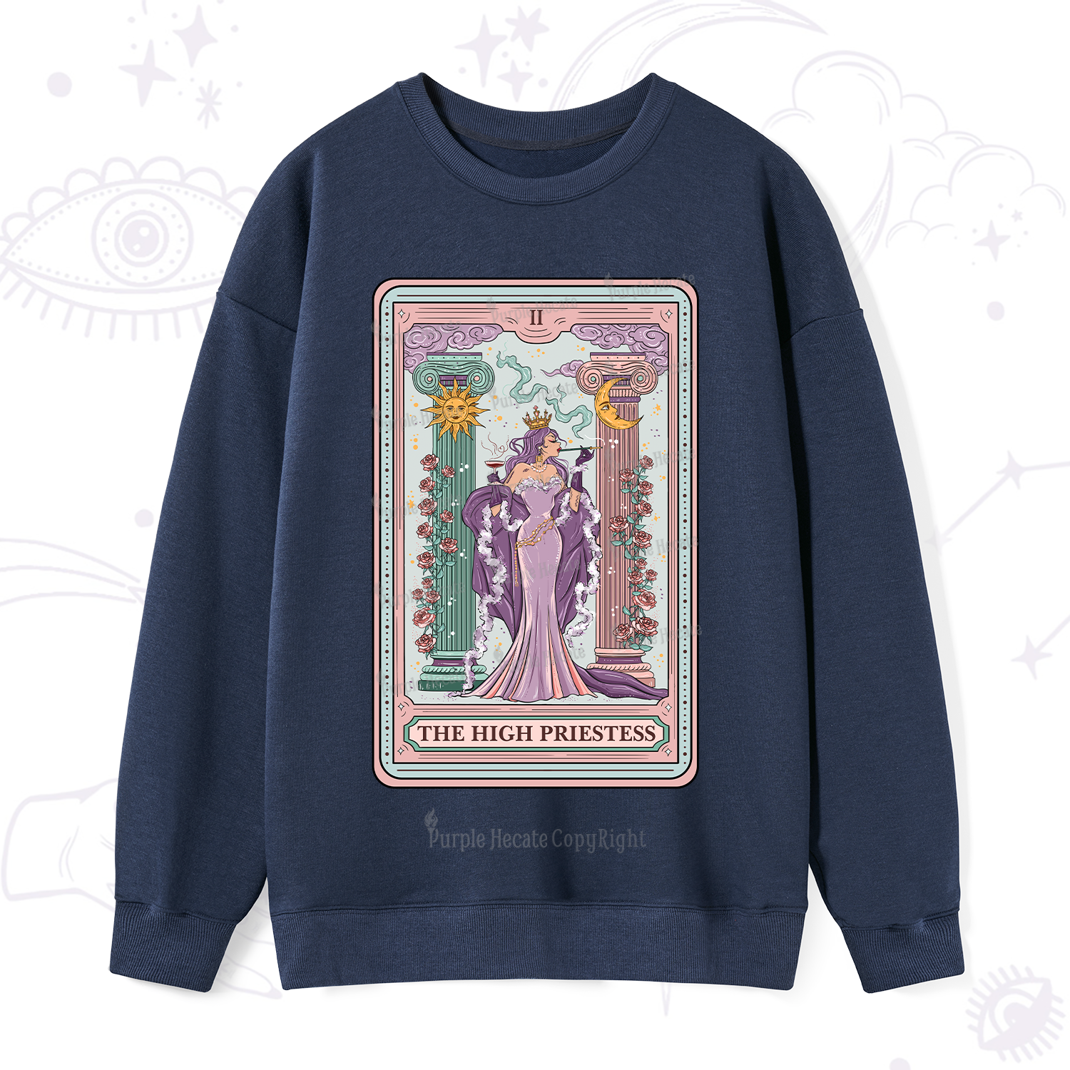 Purplehecate The High Priestess Tarot Card Sweatshirt