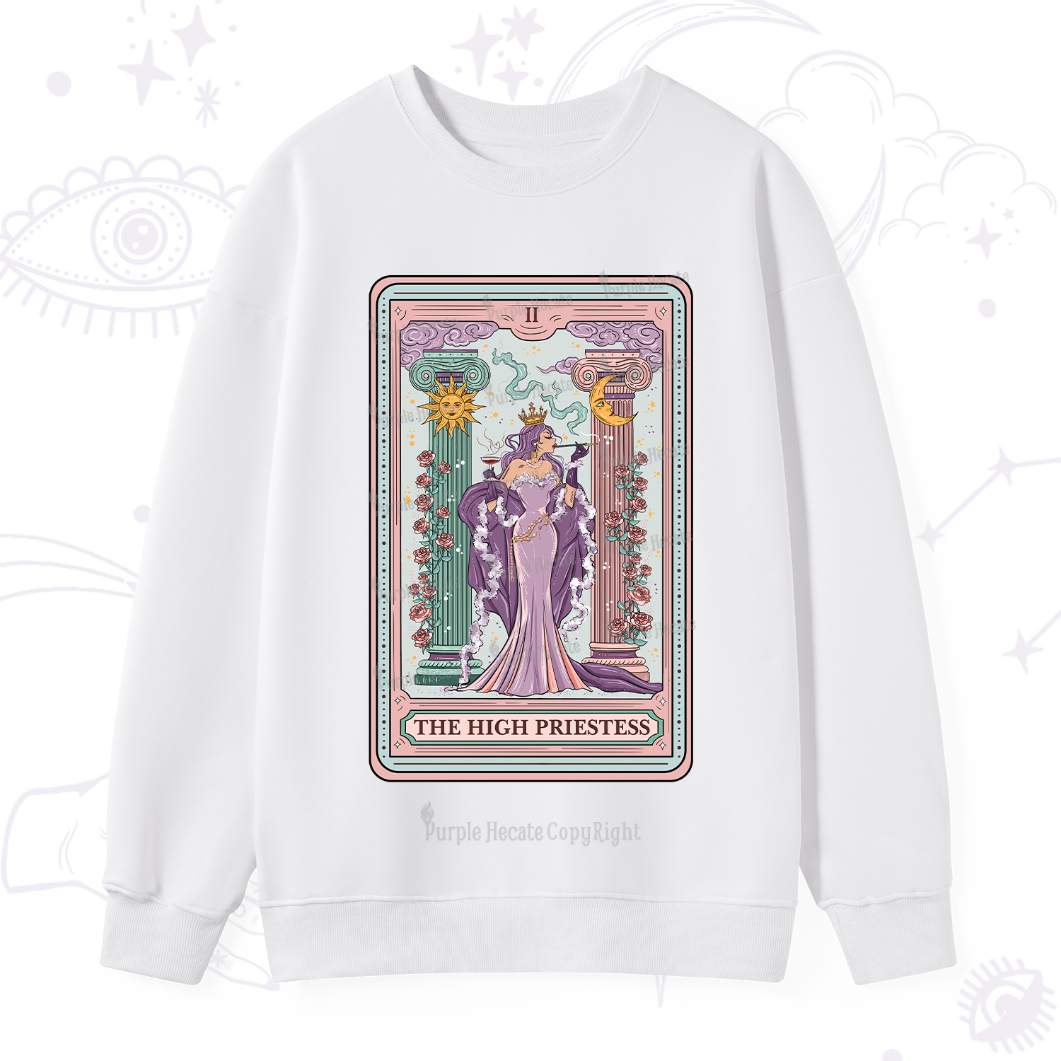 Purplehecate The High Priestess Tarot Card Sweatshirt
