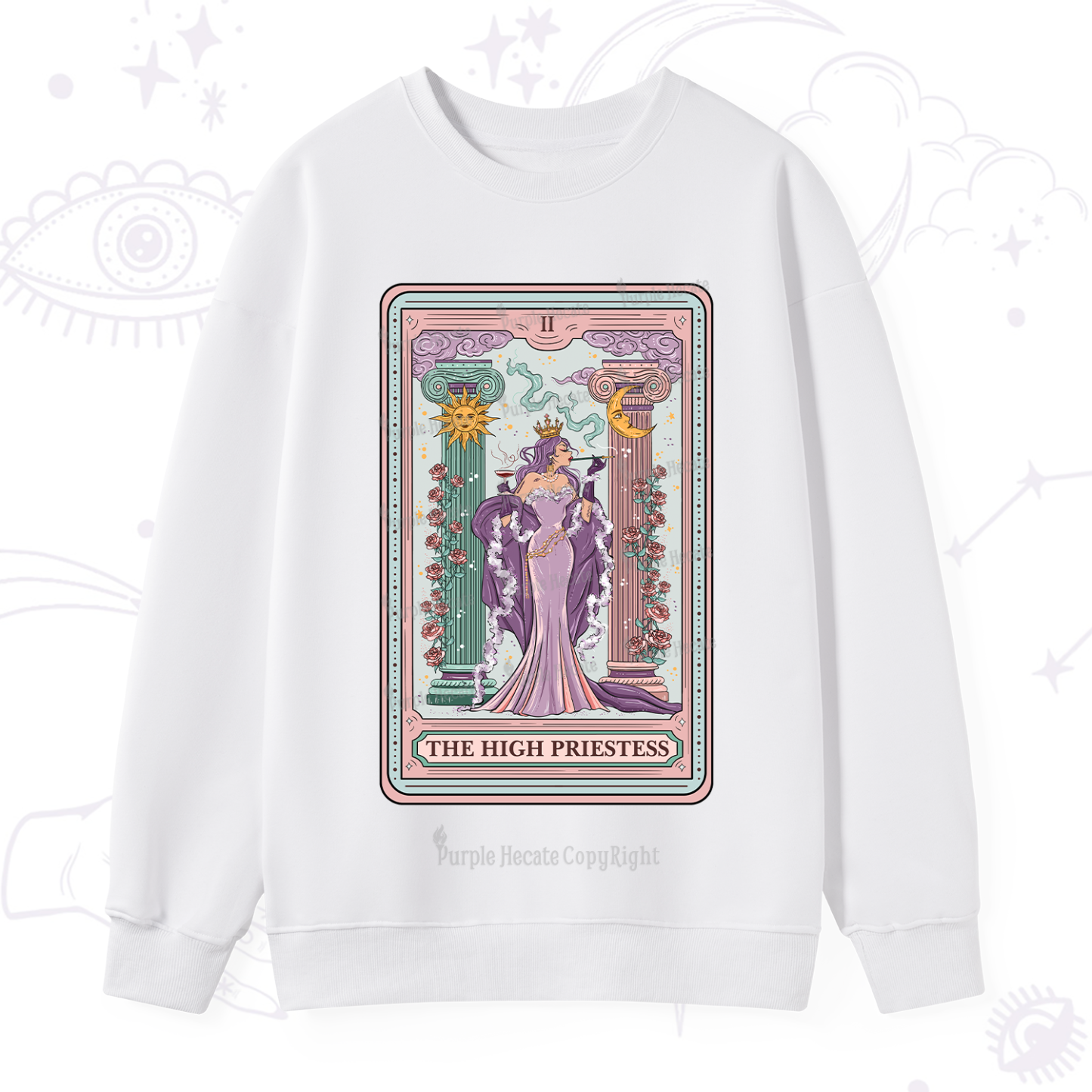 Purplehecate The High Priestess Tarot Card Sweatshirt
