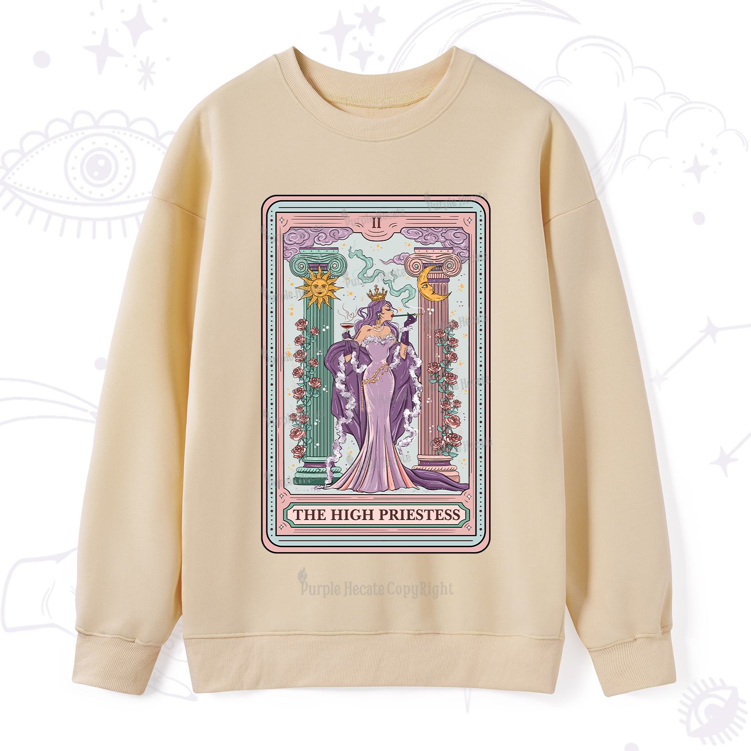 Purplehecate The High Priestess Tarot Card Sweatshirt