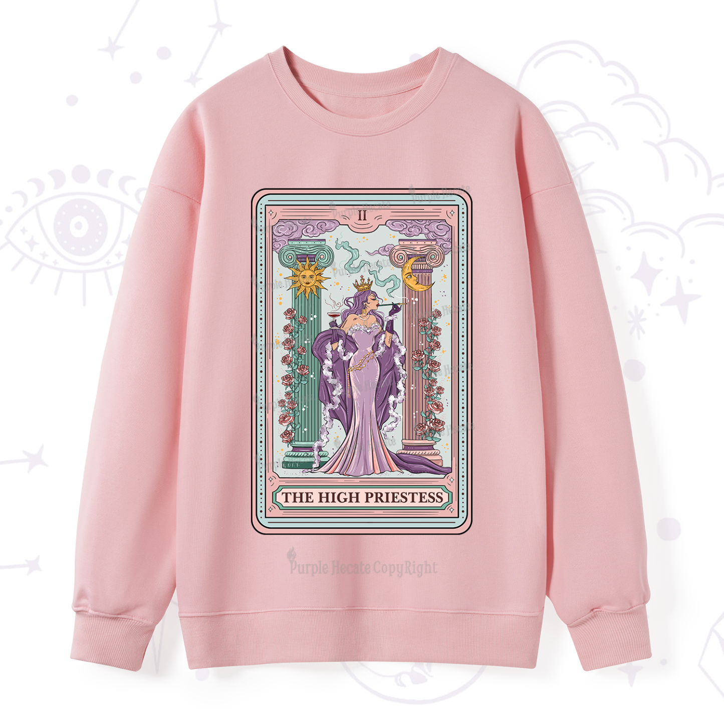 Purplehecate The High Priestess Tarot Card Sweatshirt